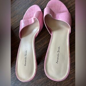 Amanda Smith Pink Croc-Embossed Sandals